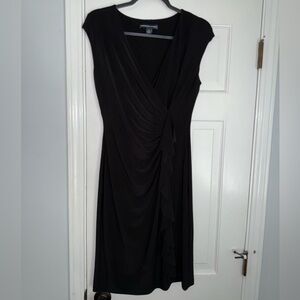 American Living Black Sleeveless Dress Side Ruched Ruffle Size 8
